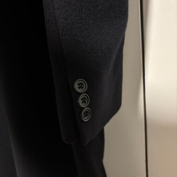 Holt Renfrew Made in England Double Breasted Navy Cashmere Overcoat Med - Large - Picture 10 of 16